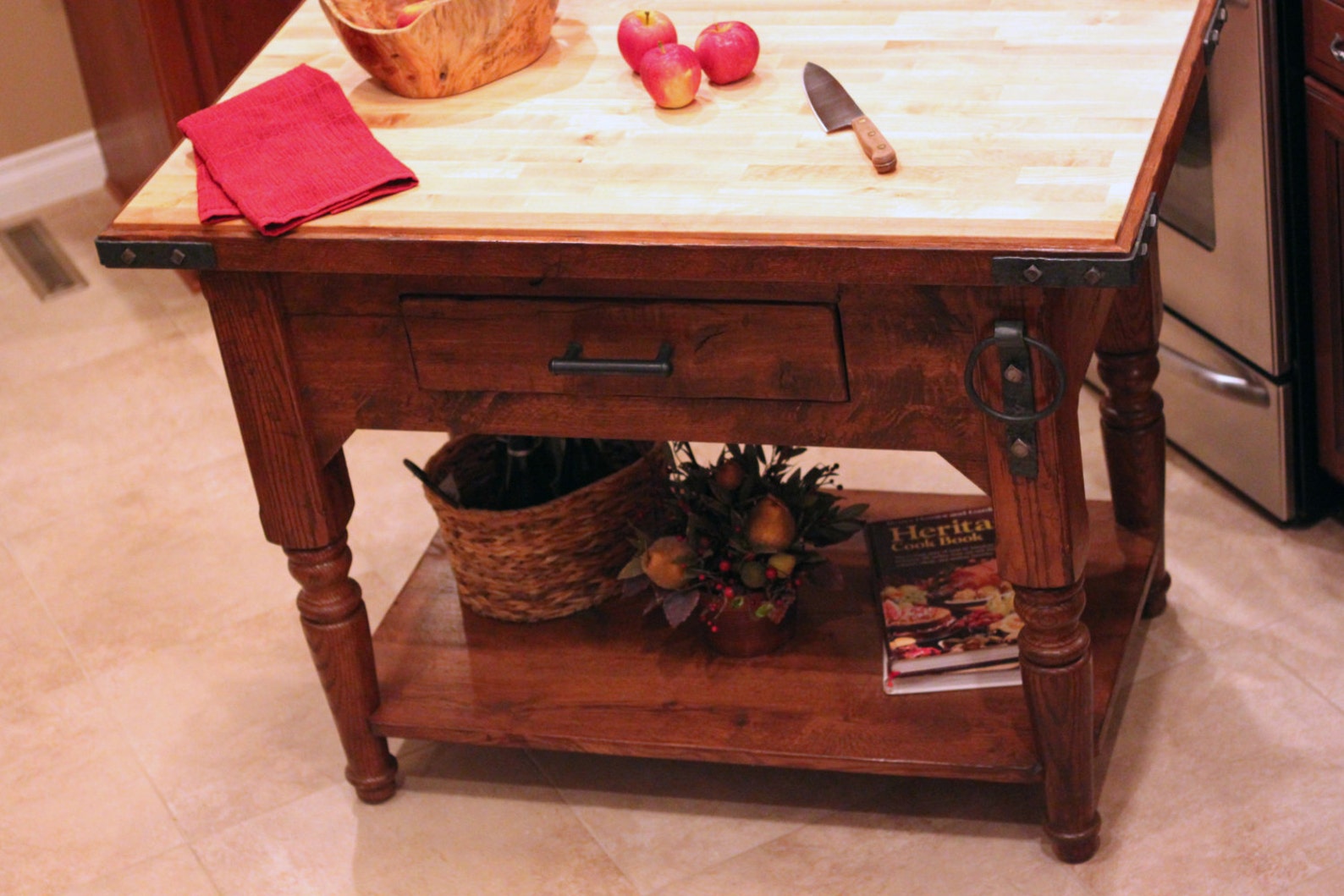 Rustic Butcher Block Kitchen Island Handmade From Reclaimed Etsy