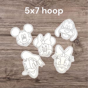 Diseños de bordado para bloc de colorear de ratones y sus amigos: aro de 5x7 pulgadas (descarga digital)