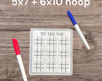 Diseño de bordado para colorear del juego Tres en raya: 5x7, 6x10 (Descarga digital)