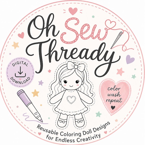 Flat coloring doll designs, 5x7 Rescue Dogs , In the hoop designs, reusable, washable