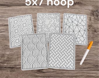 Diseños de muñecas para colorear planas, Patrones, diseños de 5 x 7 en el aro, reutilizables, lavables