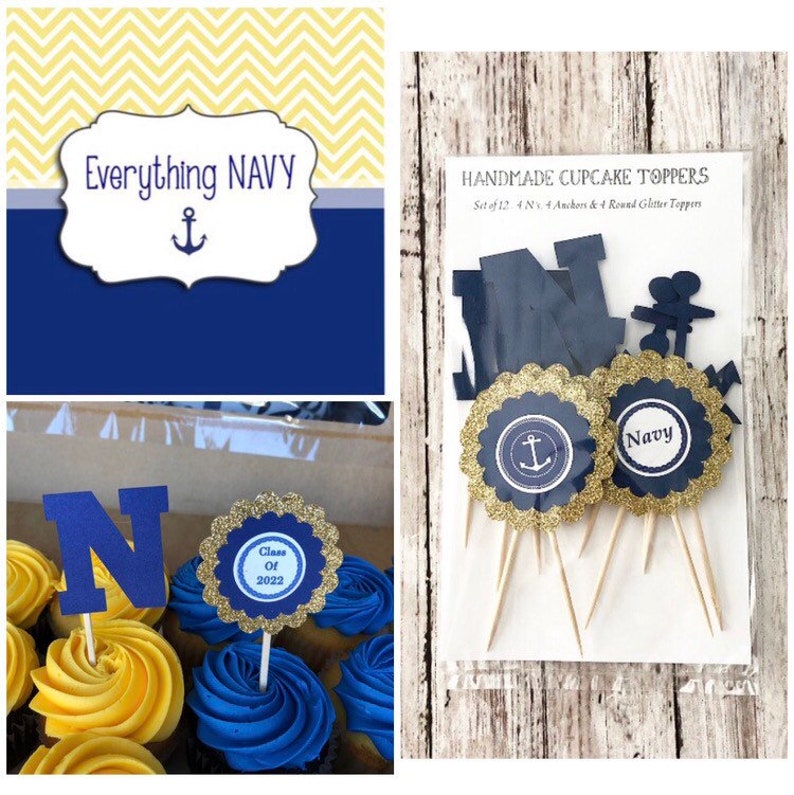 NAVY Cupcake Toppers USNA Graduation Commissioning Week Etsy