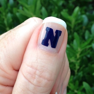 NAVY "N" Fingernail Stickers-Decals, USNA, Nautical, Stars and Stripes, Anchors, Fingernail Stickers for Navy Mom, Game Day decals, Tailgate image 1