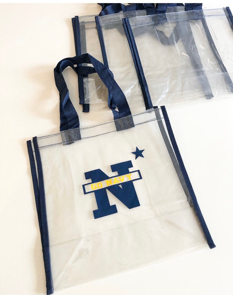 GO NAVY Clear Navy Blue Plastic Stadium Tote Bag USNA | Etsy