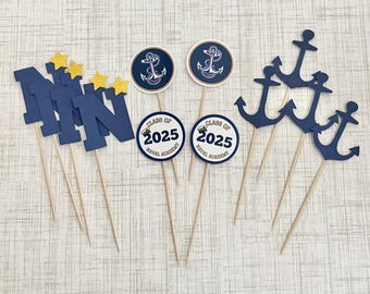 USNA Cupcake Toppers, Naval Academy Graduation Party Decorations, Military Party Decor, Commissioning Week, Military Retirement, Nautical