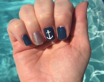 Anchor Fingernail Stickers-Decals, USNA, Nautical, Navy, Stars and Stripes