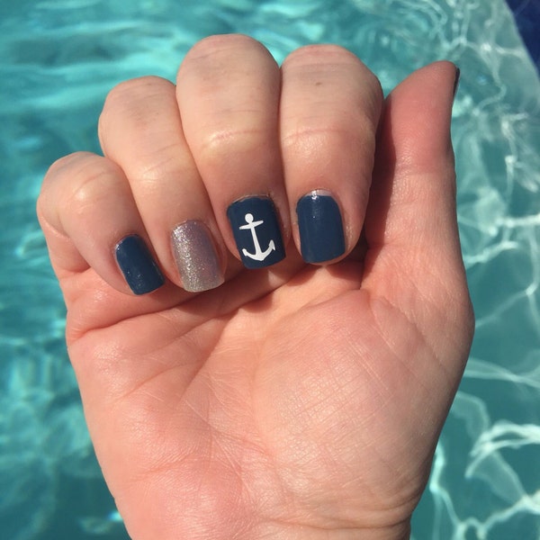 Anchor Fingernail Stickers-Decals, USNA, Nautical, Navy, Stars and Stripes