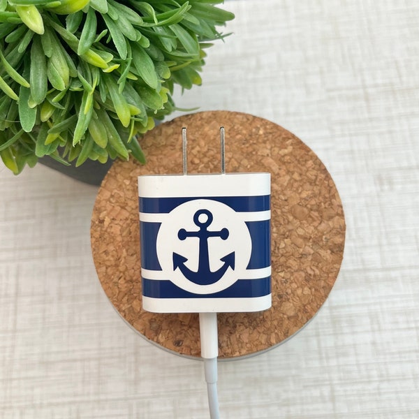 IPhone Charger Decal, Anchor, Navy Mom,USNA decal, Vinyl Phone Charger decal, Navy IPhone Decal, Organization, Stickers