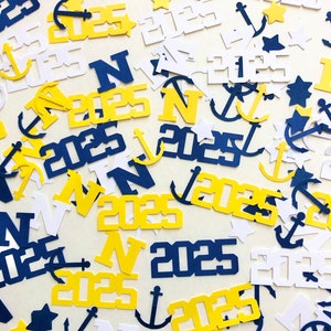 NAVY Graduation Paper Confetti, USNA Graduation, Anchor Confetti, Navy & Gold, USNA Graduation, Tailgate party, Commissioning, Table Scatter