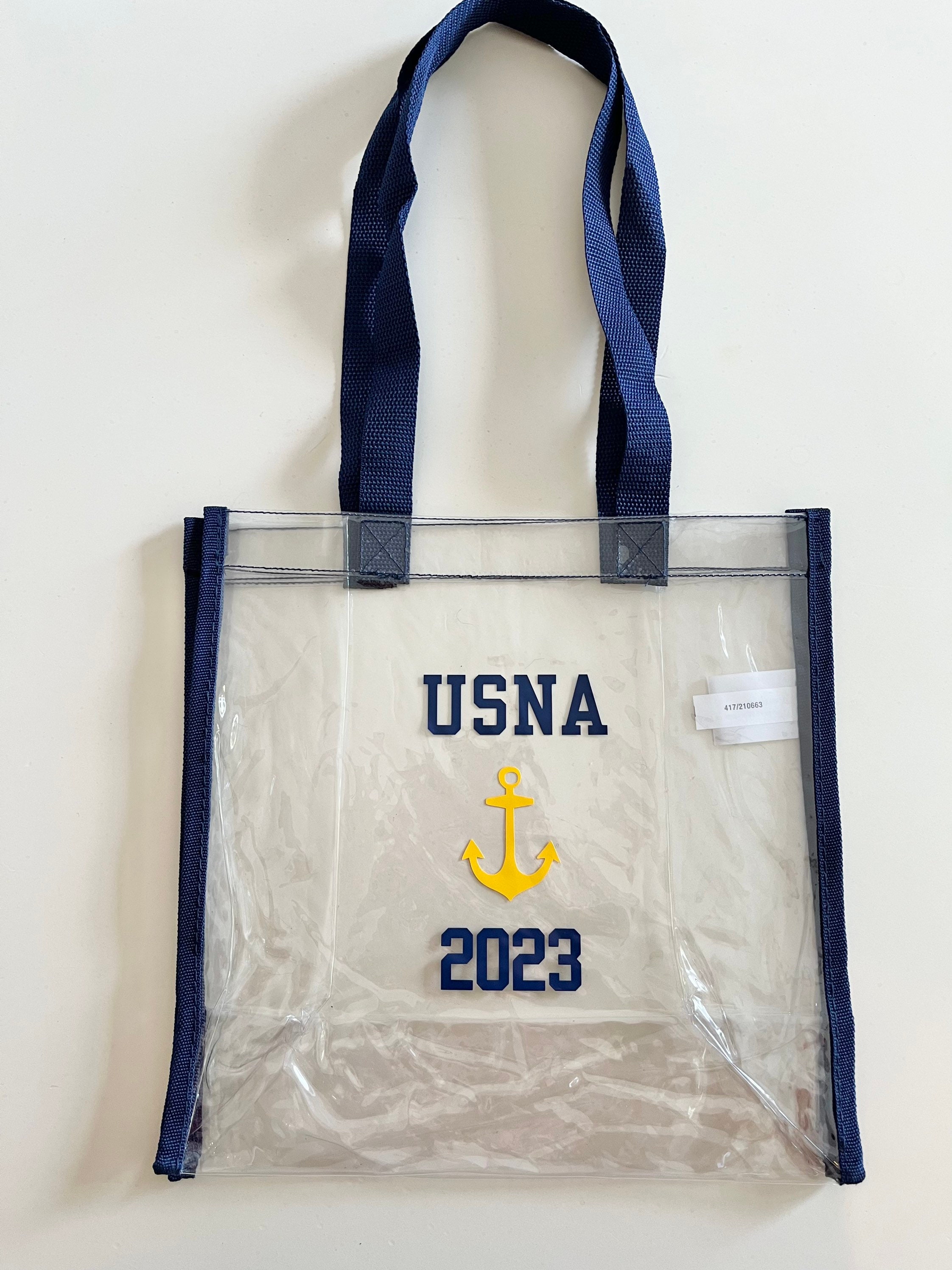 Anchor Clear Navy Blue Plastic Stadium Tote Bag, USNA