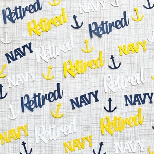 Retirement Paper Confetti- Anchor Confetti- Navy and Gold, Retirement Party, Tailgate, Retired Military, NAVY Retirement, Military Confetti