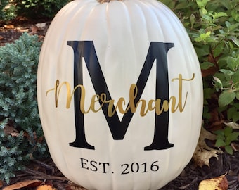 Last Name Personalized Vinyl decal, wedding gift, pumpkin decal, Halloween, Fall, family name decal, wedding decal, front porch decor