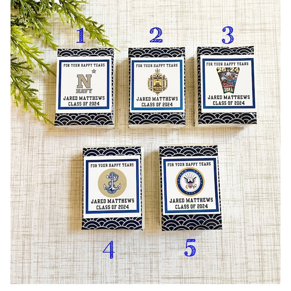 Custom 10 Pack US Navy Tissue Packs, USNA Graduation, Happy Tears, Navy Mom, Commissioning, Naval Academy, Gift Bags, Graduation Favors