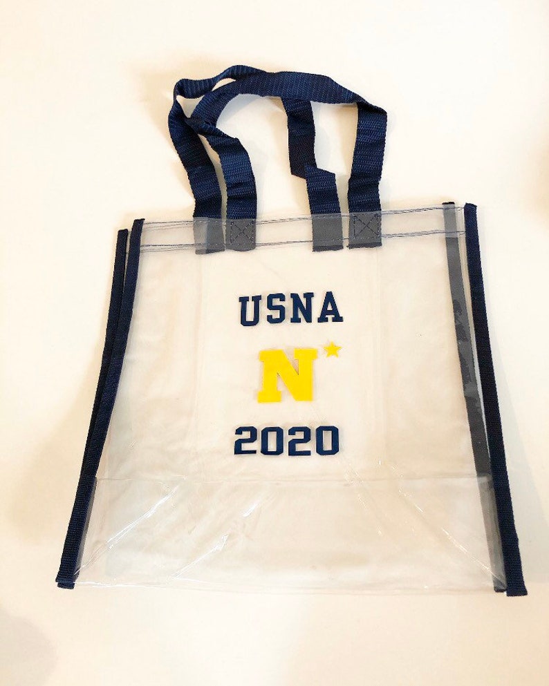 N Clear Navy Blue Plastic Stadium Tote Bag USNA Graduation | Etsy