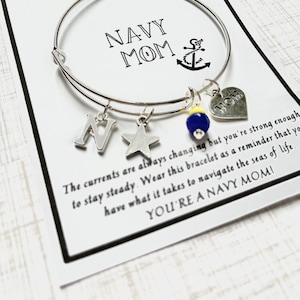 NAVY Mom Adjustable Bracelet, USNA, Anchor Charm, Mom Charm, Midshipmen Mom, Sea Sister Gift, Naval Academy