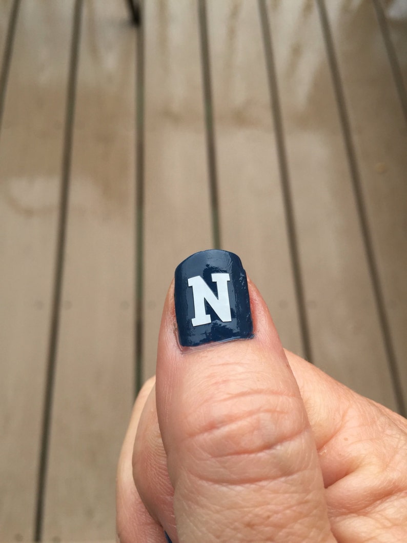 NAVY "N" Fingernail Stickers-Decals, USNA, Nautical, Stars and Stripes, Anchors, Fingernail Stickers for Navy Mom, Game Day decals, Tailgate image 2