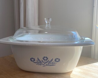 RARE Vintage Pyrex Corning Wear Blue Cornflower Dish & Lid 4QT - Etsy