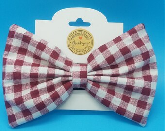 Red Plaid Slip Through Collar Pet Bowtie