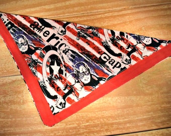 Captain America Comic Book Movie Slip Through Collar No Tie Pet Bandana