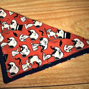 Snoopy with Popcorn Slip Through Collar No Tie Pet Bandana