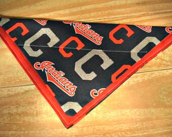 Cleveland Indians MLB Baseball Glitter Pet Slip Through Collar  No Tie Pet Bandana