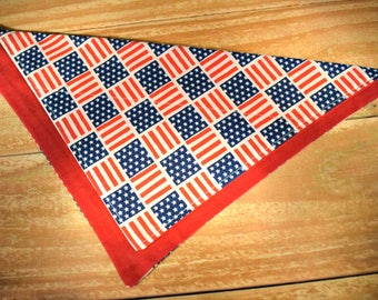 Americana Flags Stars and Stripes Small Slip Through Collar No Tie Pet Bandana