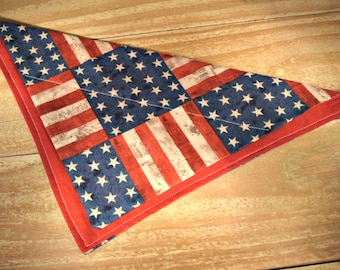 Americana Flag Stars and Stripes Slip Through Collar No Tie Pet Bandana