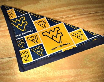 West Virginia Mountaineers College Sports Slip Through Collar No Tie Pet Bandana