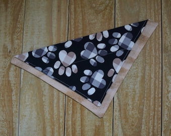 Brown and Black Paw Prints Slip Through Collar No Tie Pet Bandana