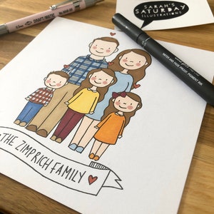 Retrato familiar personalizado: ilustración personalizada dibujada a mano