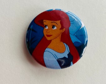 Disney - The Little Mermaid Ariel Princess Blue Bow 1.25 inch Button Pin
