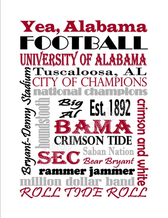 Instant Download Printable University Of Alabama Subway Art Sign