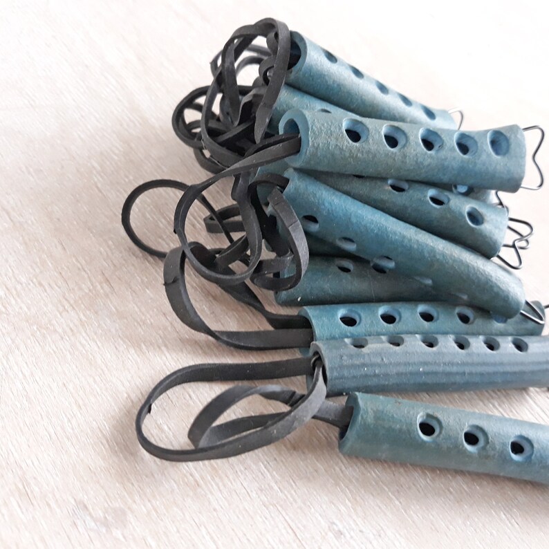 Vintage set 16 rubber curlers Hair rollers hairstyle Etsy