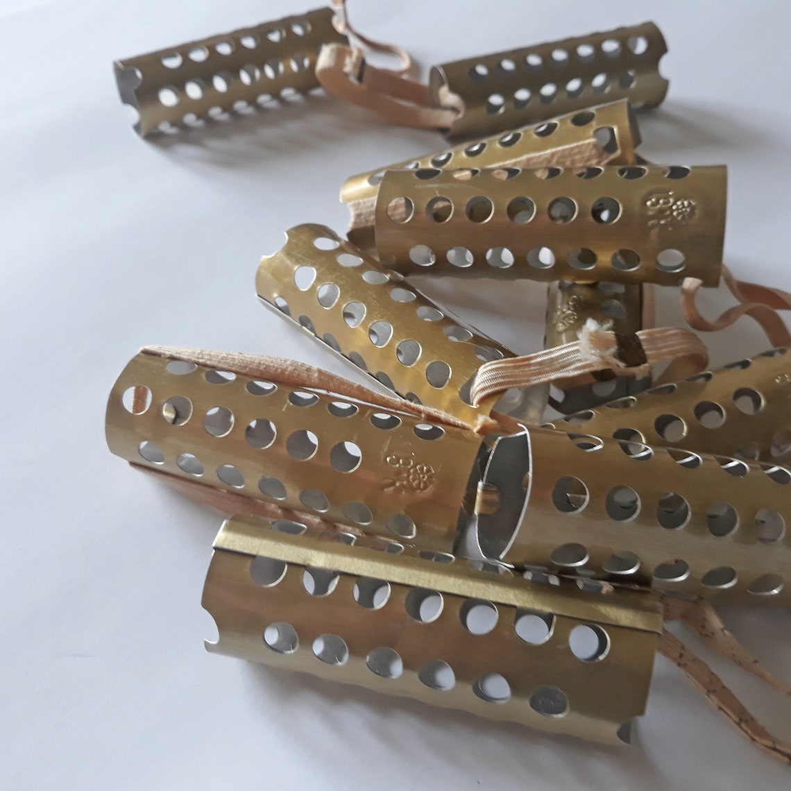 Vintage set 12 golden metal hair rollers Metal curlers Etsy