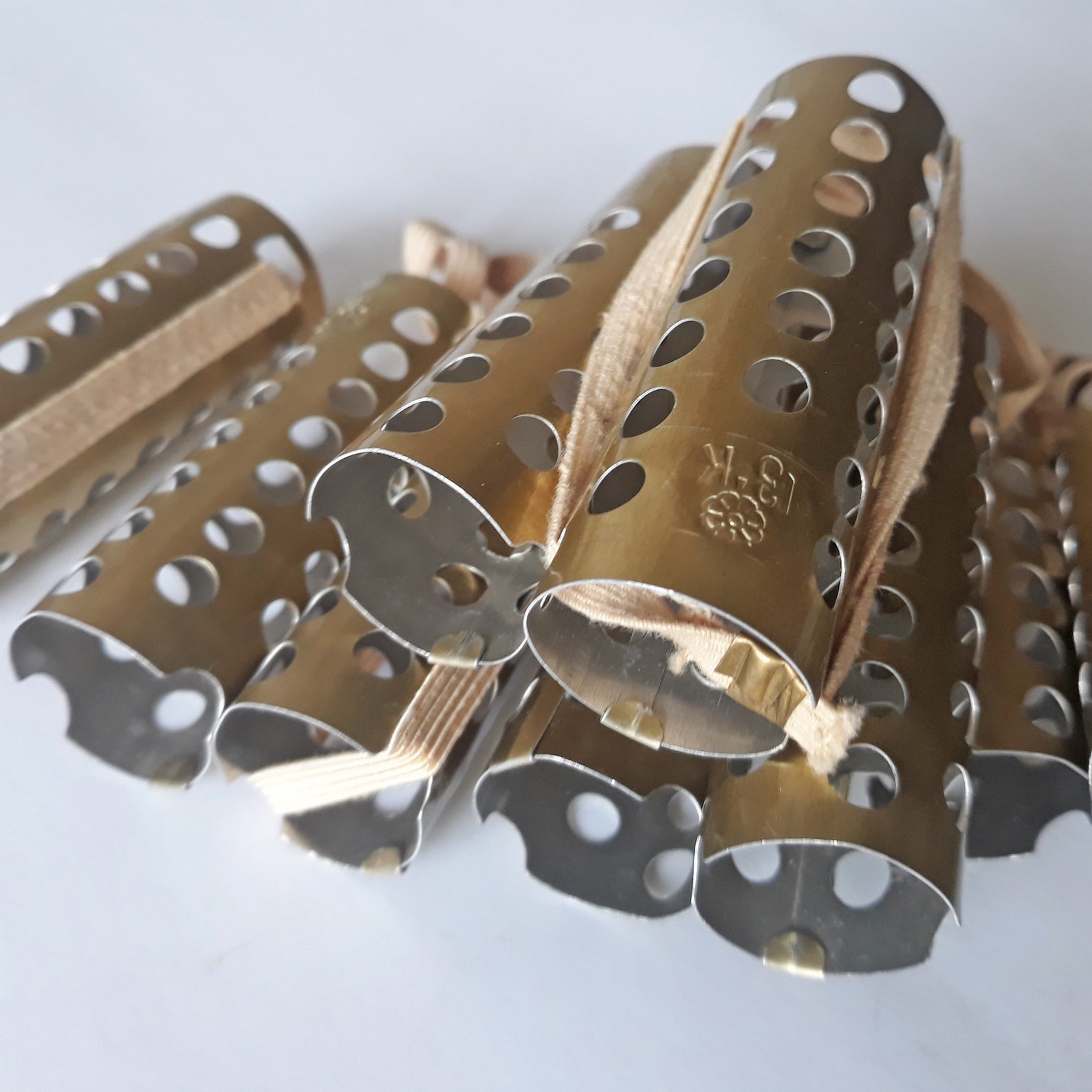 Vintage set 12 golden metal hair rollers Metal curlers Etsy