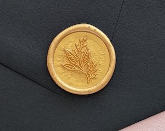 Gold Wax Seals, Gold Eucalyptus Wedding Wax Seals, Gold Wax Seal Stickers, Self-adhesive Botanical Wax Seals, DIY Wedding Invite Wax Seals