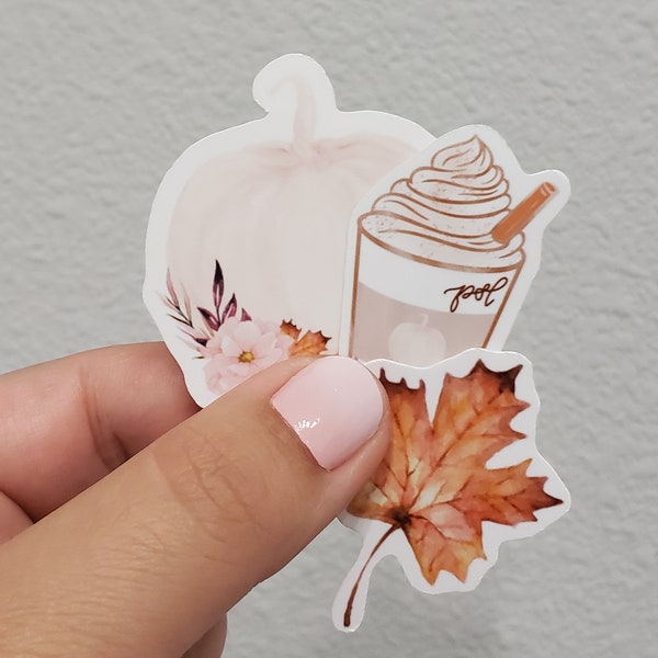 PSL Sticker, Fall Pumpkin Sticker, Bujo Autumn Sticker Set, Maple Leaf Stickers, Latte Stickers, Pumpkin Spice Lover, Water Bottle Sticker