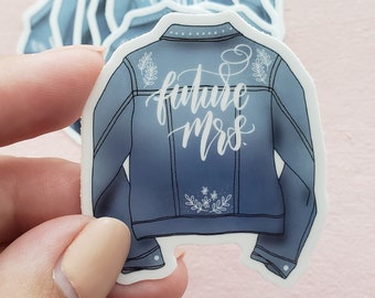 Future Mrs. Vinyl Sticker, Denim Jacket Vinyl Sticker, Wedding Sticker, Bridal Shower Gifts, Future Mrs. Denim Jacket, Wedding Bridal Denim