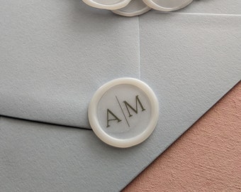 Custom Monogram Wax Seal Set of 10, Wedding Monogram Wax Seal Stickers, Vellum Wax Seals, DIY Wedding Invites, Wedding Initial Seals