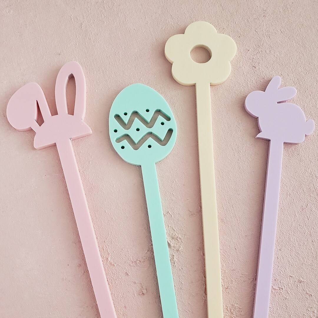 Easter Brunch Decor, Easter Drink Stirrers, Spring Party Favors, Easter