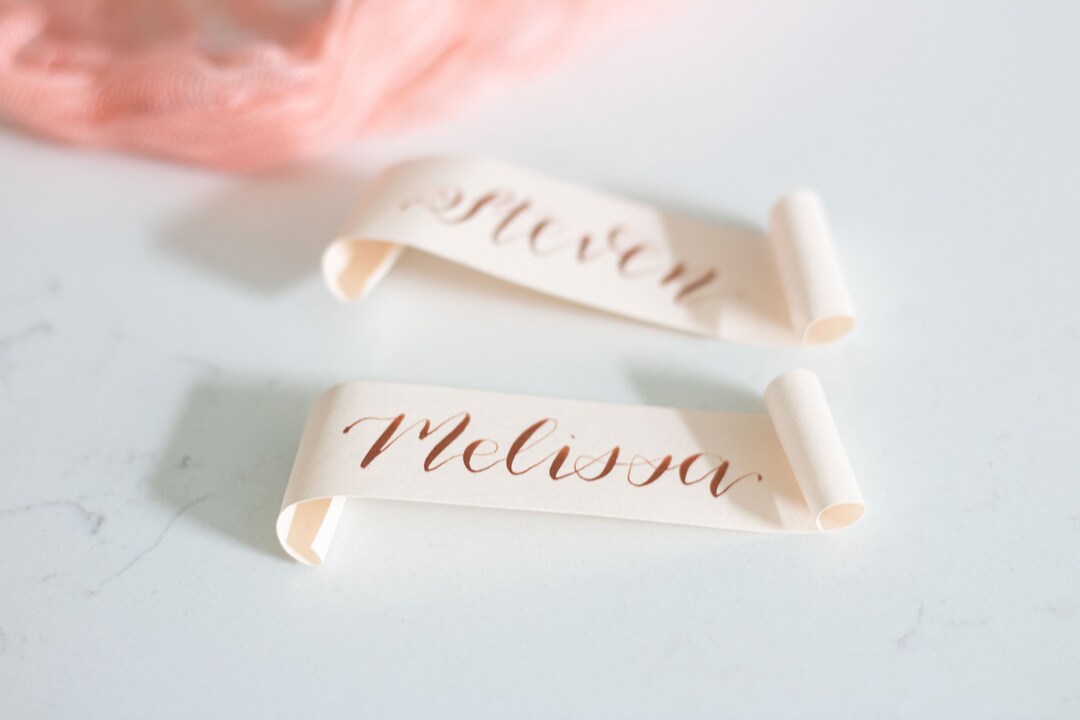 Champagne Glass Place Cards, Champagne Scrolls Wedding Place Card