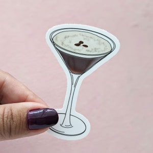 Espresso Martini Sticker, Waterproof Vinyl Sticker, Martini Cocktail Sticker, Caffeine Lover, Espresso Sticker image 3