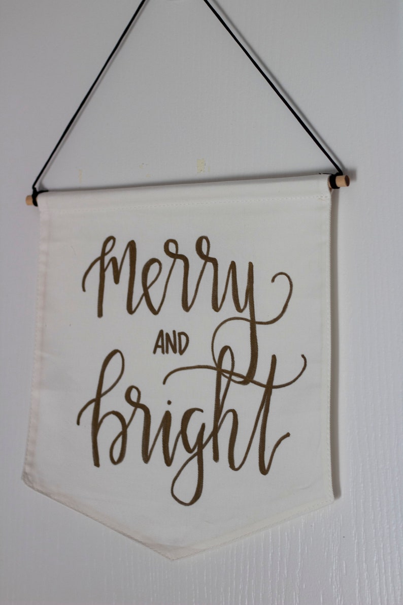 Christmas Wall Banner Canvas Flag Handlettered Christmas Etsy