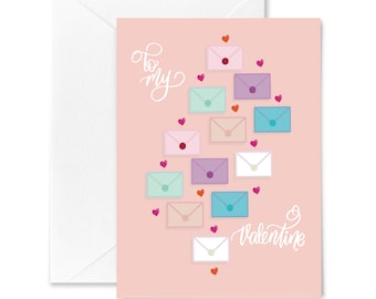 Valentine's Day Greeting Card, Husband Valentine Card, Wife Valentine Card, Love Letter to my Valentine Greeting Card, Illustrated Valentine