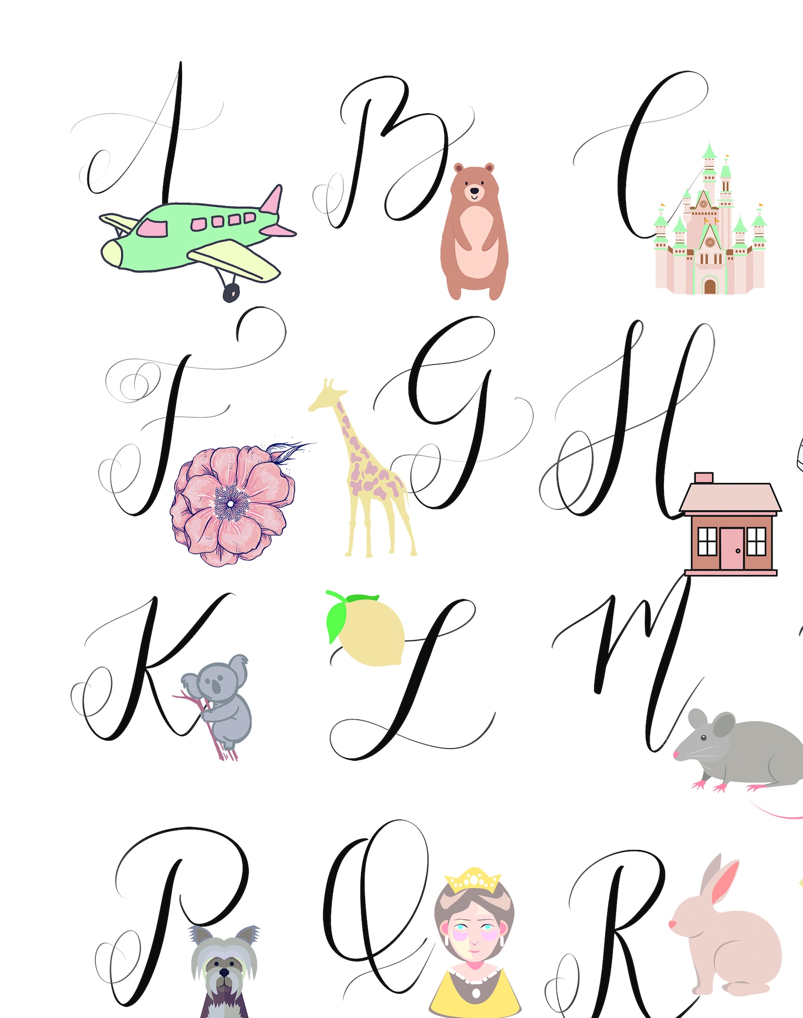 Horizontal Alphabet Art Print Alphabet Poster Nursery Print - Etsy