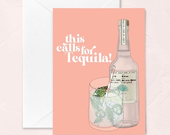 Carte de voeux de tequila, carte de voeux de félicitations, acclamations à vous carte de voeux, cela appelle la tequila, cadeaux d'amant de tequila, carte de tequila