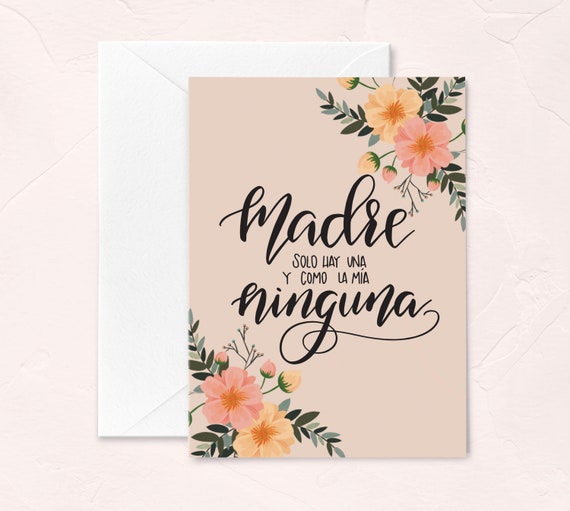 Madre Solo Hay Una, Mother's Day Card in Spanish, Mother's Day Gifts,  Spanish Mom Birthday Card, Dia De Las Madres, Spanish Mother's Day 