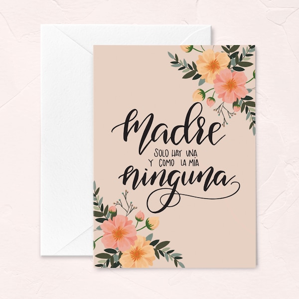 Madre Solo Hay Una, Mother's Day Card in Spanish, Mother's Day Gifts, Spanish Mom Birthday Card, Dia de las Madres, Spanish Mother's Day