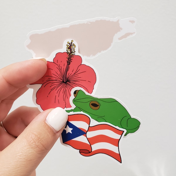 Puerto Rico Stickers, Puerto Rico Map, Coqui Sticker, Puerto Rican Flag, Boricua Sticker Pack, San Juan Stickers, Amapola Hibiscus Flower