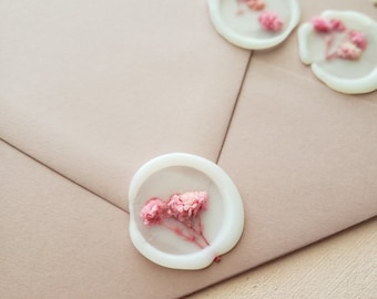 Pink Floral Wax Seals, Dried Flower Wax Seal, Self Adhesive Wax Seal, DIY  Wedding Invites, Boho Wedding Invites, Pressed Flowers Wax Seal